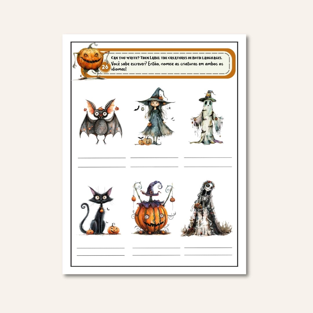 Bilingual Edition Brazilian Portuguese / English I Brincar de Boo Halloween Coloring And Activity Book coloring books Caipora Books 