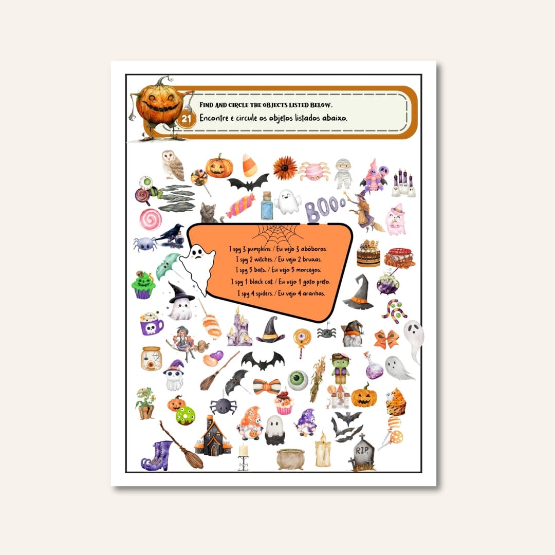 Bilingual Edition Brazilian Portuguese / English I Brincar de Boo Halloween Coloring And Activity Book coloring books Caipora Books 