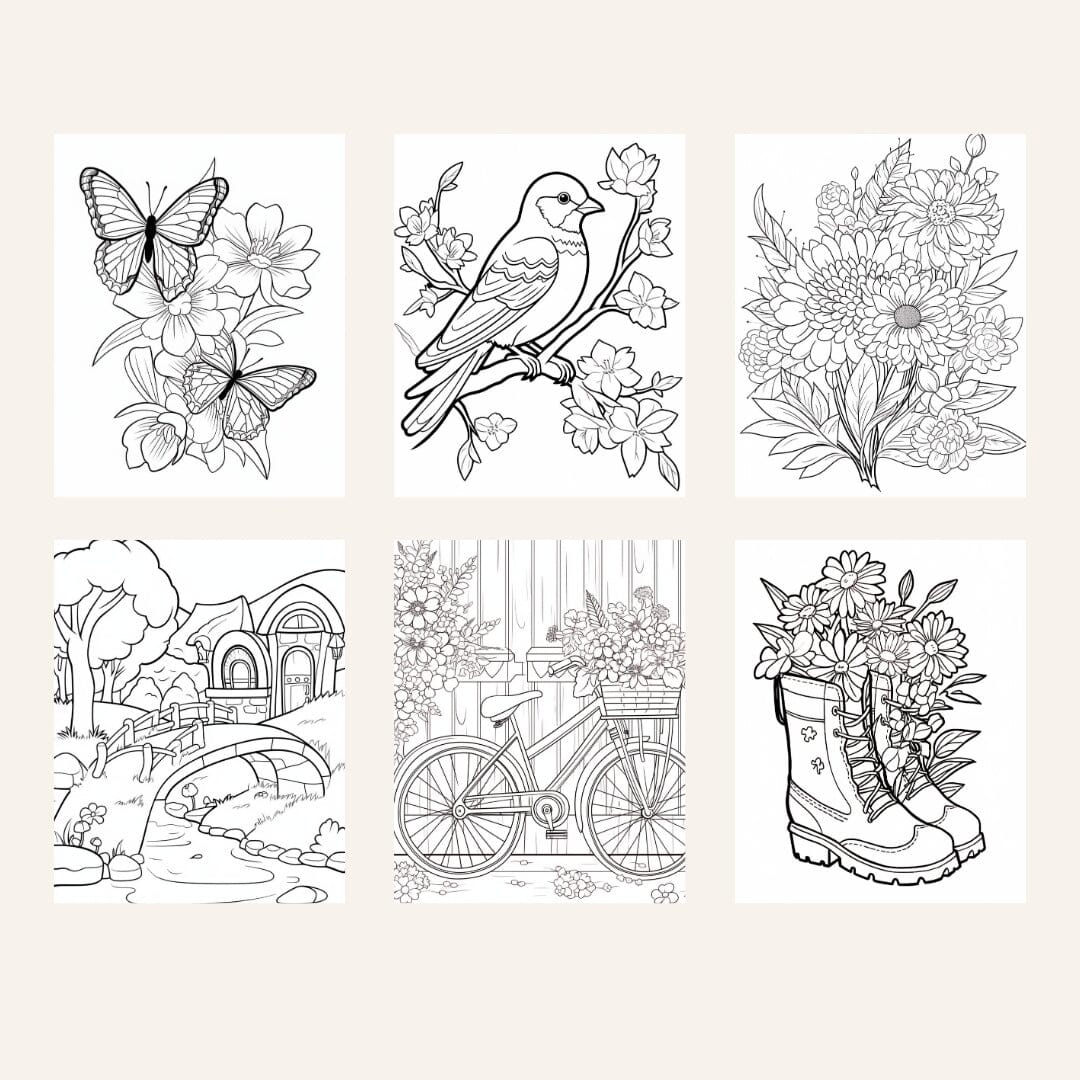 Digital Product Breath of Spring Coloring Book for Adults I 15 Pages Digital Pages Caipora Books 