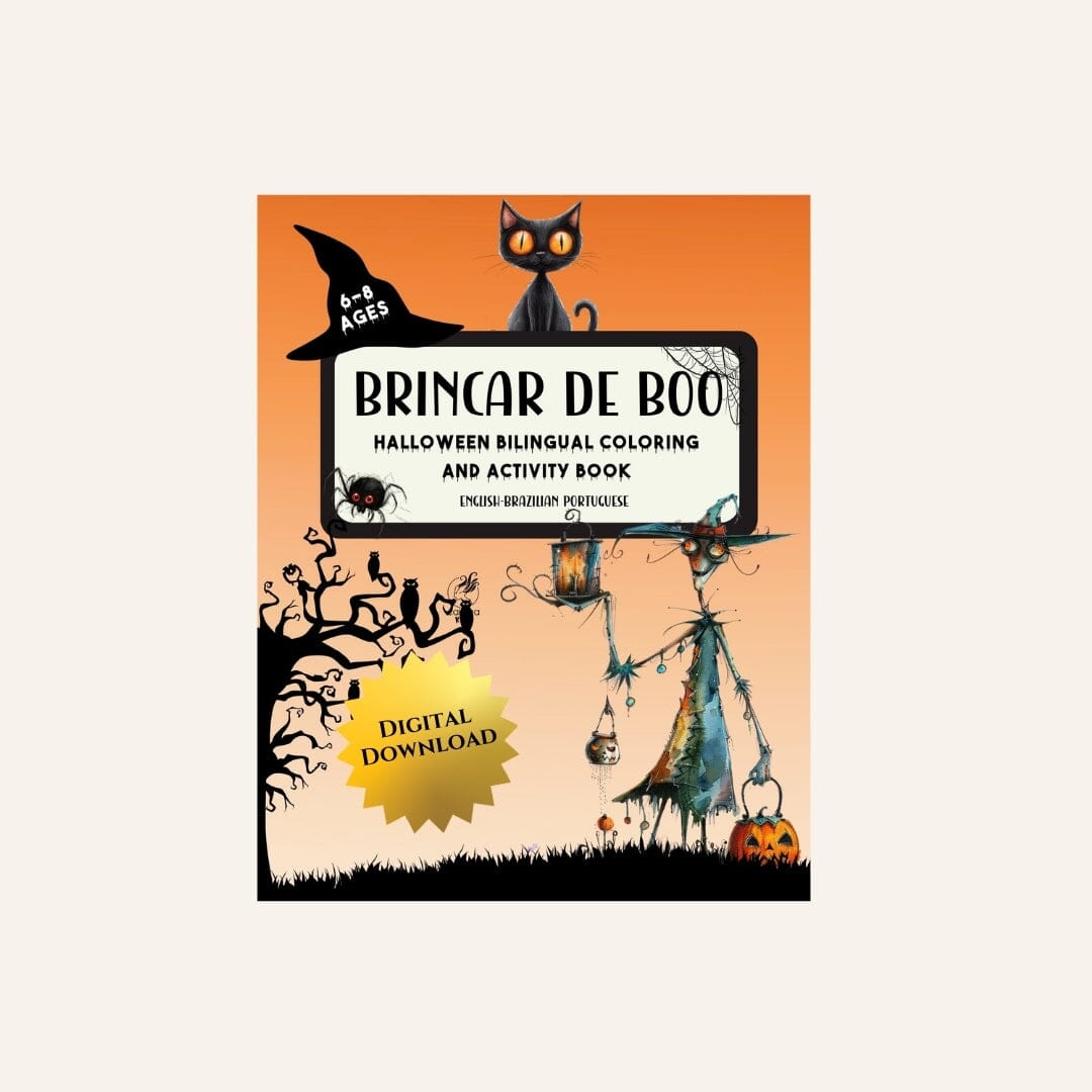 Bilingual Edition Brazilian Portuguese / English I Brincar de Boo Halloween Coloring And Activity Book coloring books Caipora Books Digital Download 